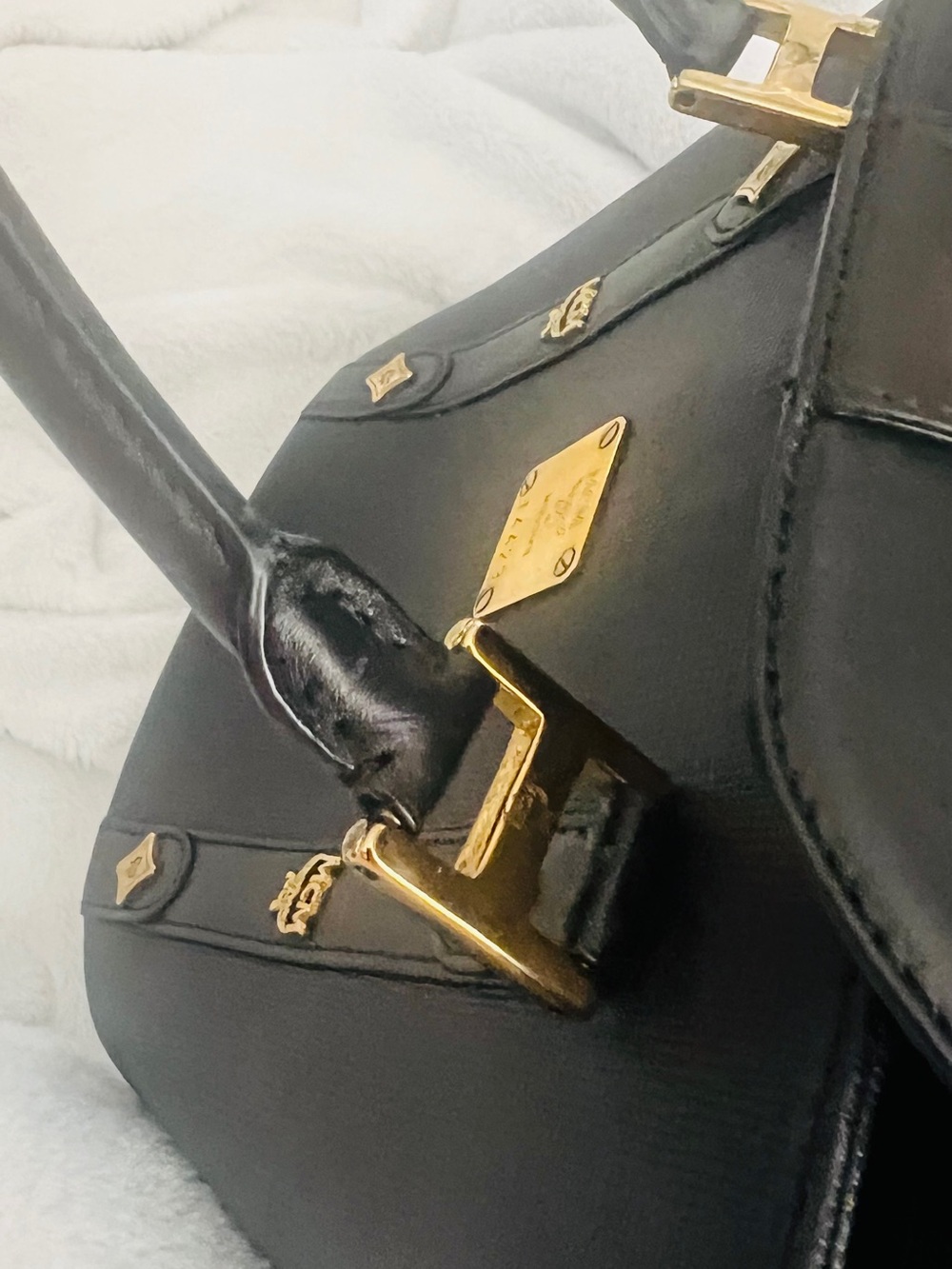 MCM Black Leather Tote with Gold Hardware - Picture 7 of 16